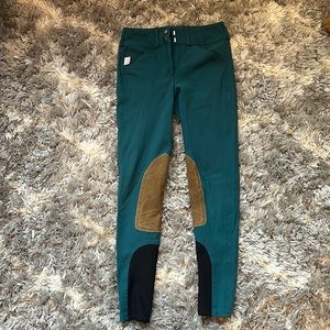 Girls tailored sportsman sock bottom breeches - teal green